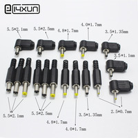 5.5*2.5 5.5*2.1 4.8*1.7 4.0*1.7 3.5*1.35 3.5*1.1 2.5*0.7 mm Male DC Power Plug Connector 180 degree L Shaped Plugs