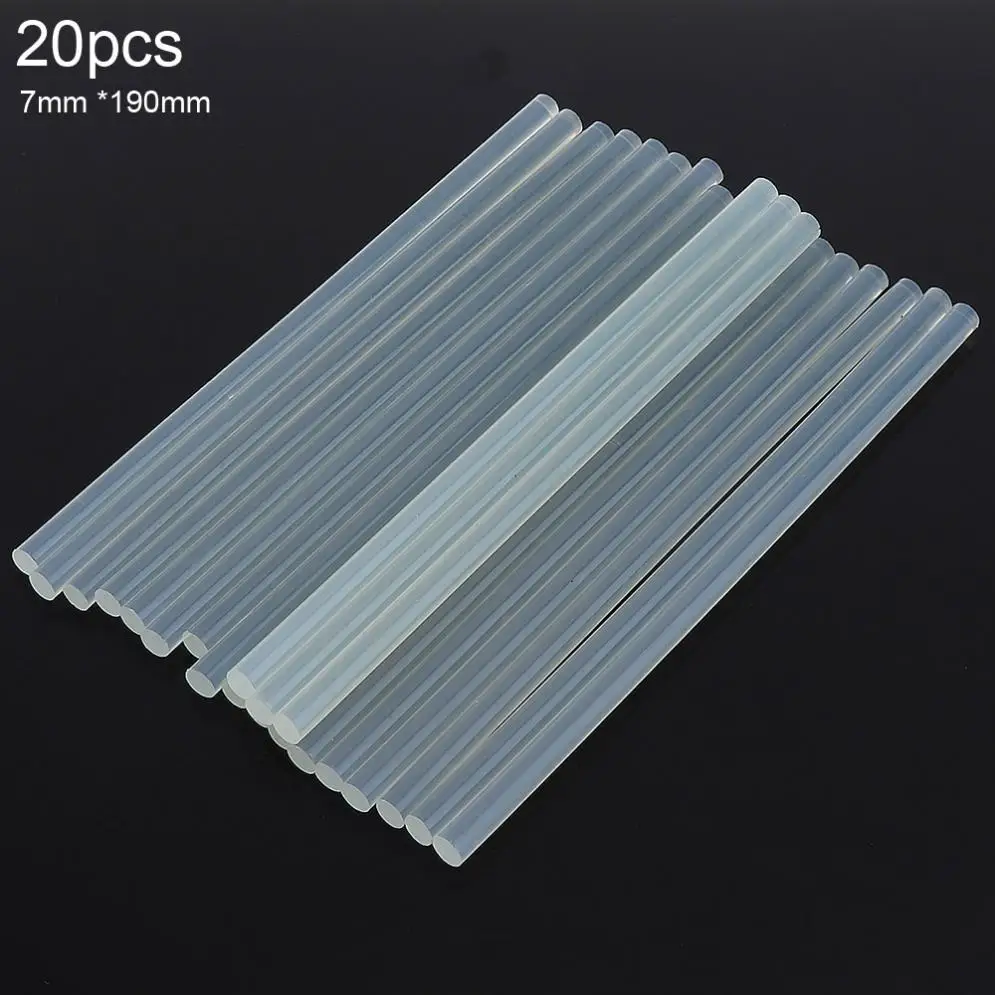 20pcs/lot 7mm x190mm Transparent Hot-melt Gun Glue Sticks Gun Adhesive DIY Tools for Hot-melt Glue Gun Repair Alloy Accessories