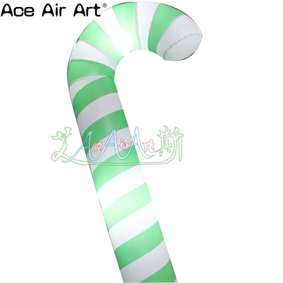 

Unique Style Light Green and White Color 2m H Christmas Illuminating Decor Inflatable Green Lighting Candy Cane for Sale