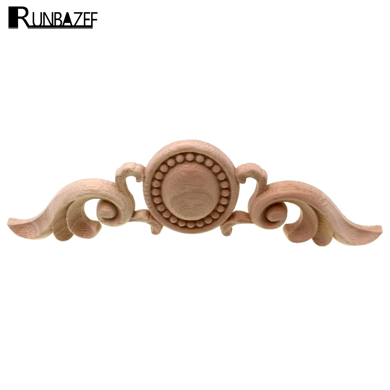 RUNBAZEF Vintage Wood Carved Corner Onlay Applique Frame Door Decorate Wall Furniture Decorative Figurines Wooden Miniatures