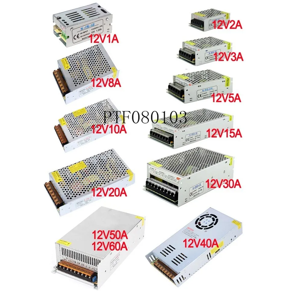 12V  Power Supply Led Driver Adapter For Strip Lights LED AC110V-220V TO DC 1A 2A 3A 5A 8A 10A 15A 20A 30A 50A 60A 70A