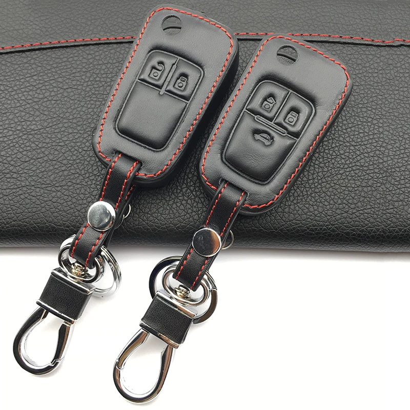 High quality leather key case for Opel for Chevrolet Astra Corsa ADAM S Antara Meriva Zafira Insignia MOKKA remote case 2 button