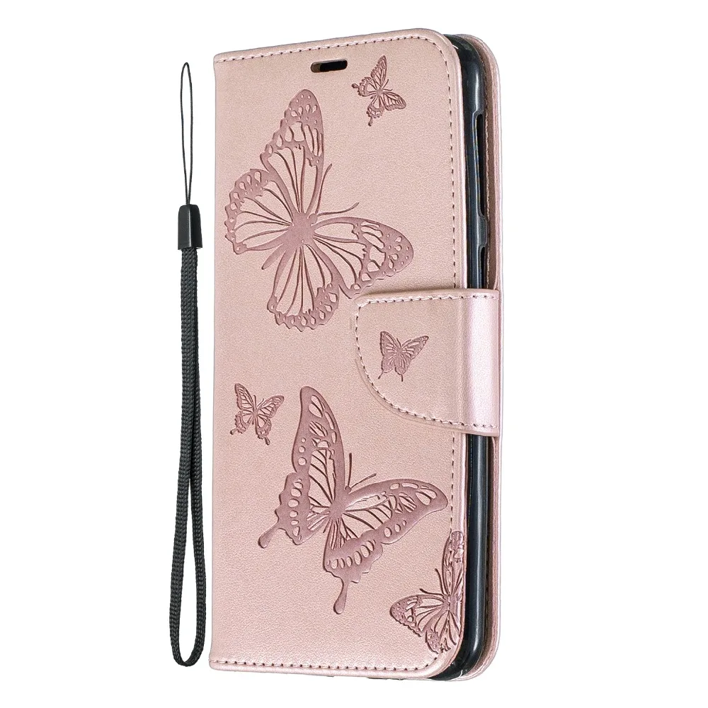 

30pcs/lot Butterfly Grain Wallet Leather Stand Case for Samsung Galaxy M30 M20 M10 Strip Cover