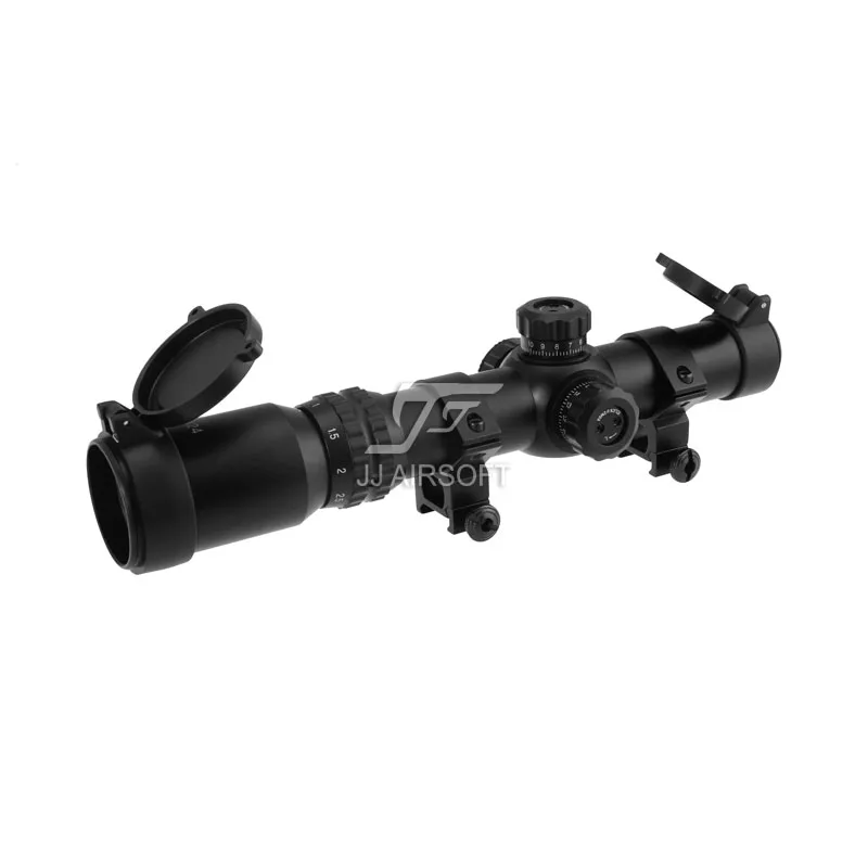 

JJ Airsoft 1-4x24 E Red / Green Reticle Long Eye Relief Illumination Rifle Scope (Black/Tan) Glass Partition