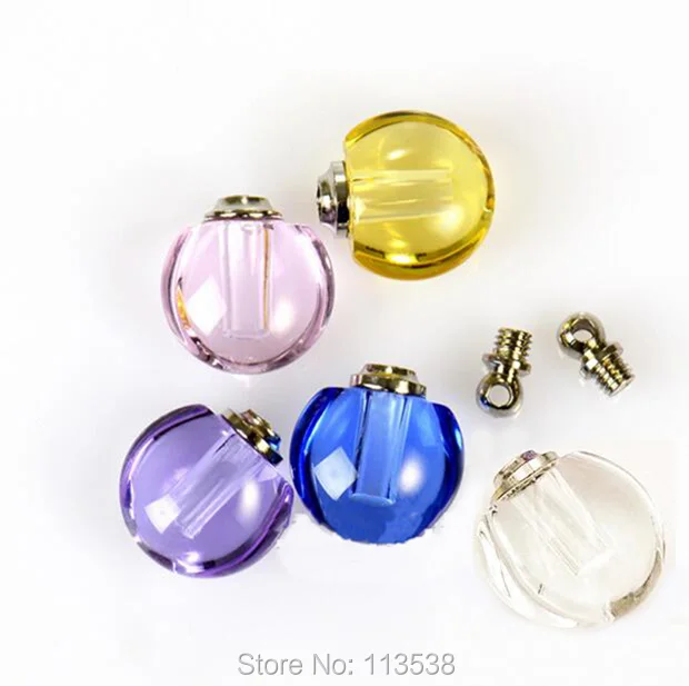 200pieces 13.5*13.5*8mm Small apple shape glass necklace pendants Glass Crystal perfume bottle name on rice pendant charms