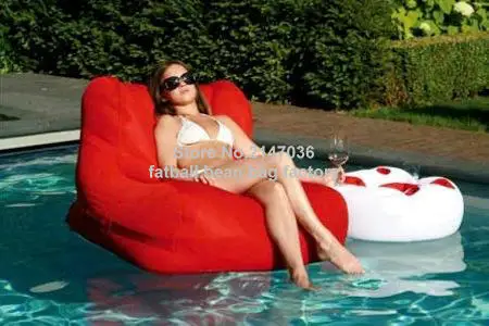 Red outdoor waterproof bean bag chair, external beanbag seat furniture in your pool