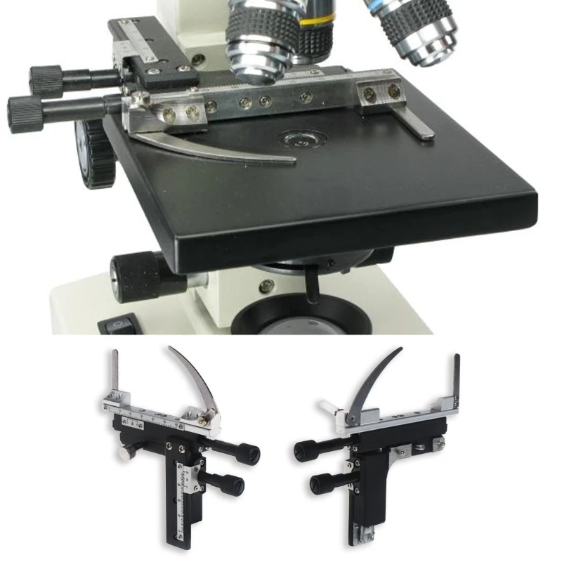 OOTDTY 1PC Microscope Attachable Mechanical Stage X-Y Moveable Caliper Vernier with Scale