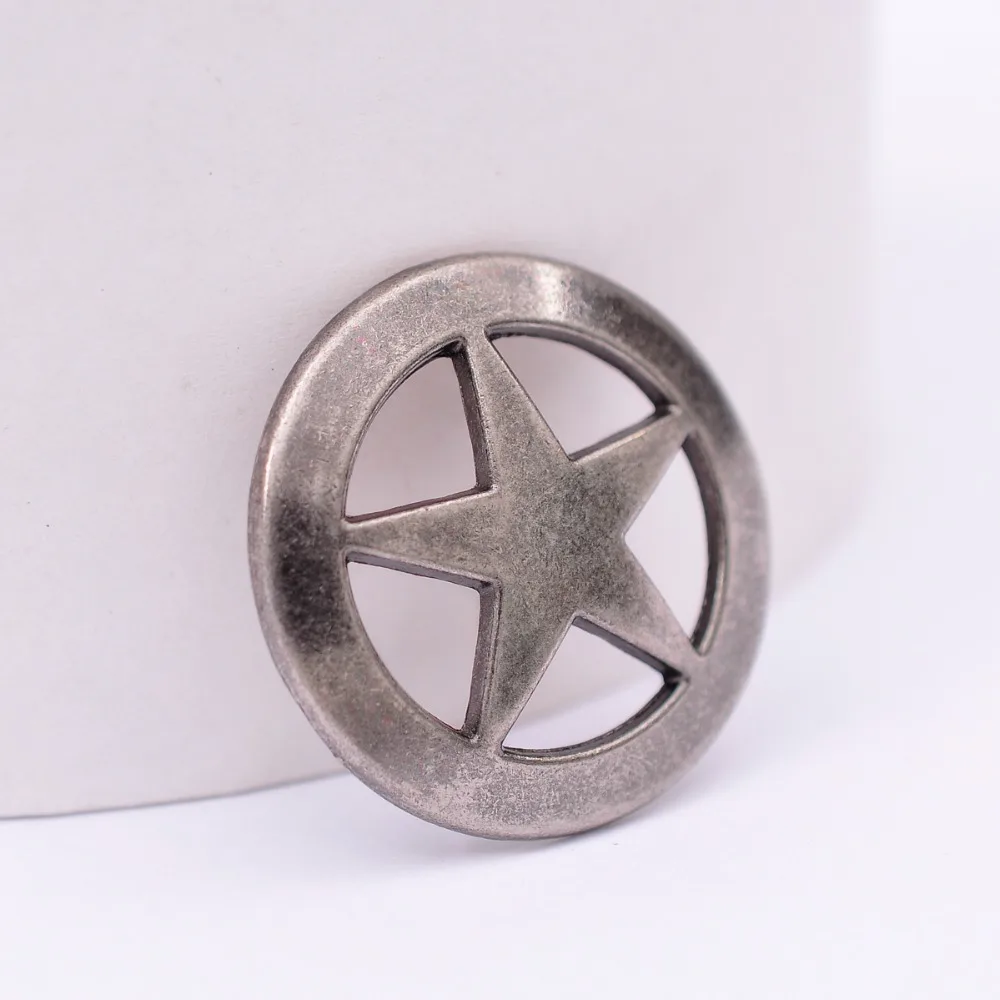 10PCS 31 MM ANTIQUE SILVER CLASSIC WESTERN PUNK TEXAS STAR CONCHOS SCREWBACK FOR LEATHERCRAFT BAG BELT HATBAND DECOR