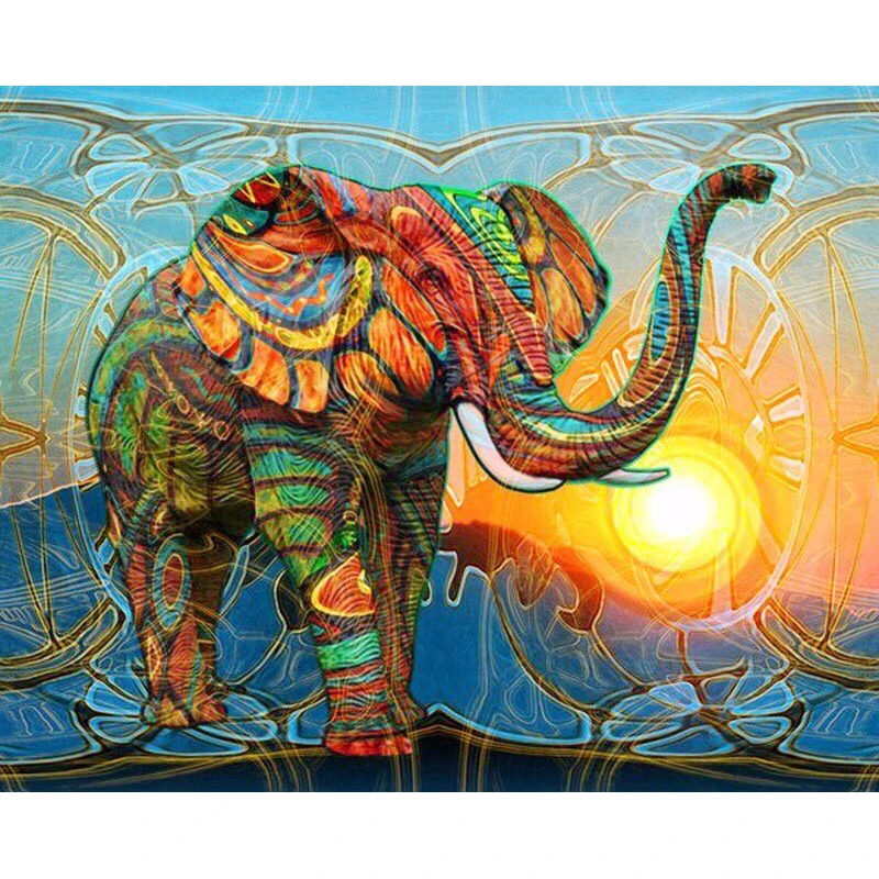 

Full Square Colorful Elephant Mosaic Rhinestone Handmade embroidery painting 5D DIY Diamond painting 3D cross stitch kits