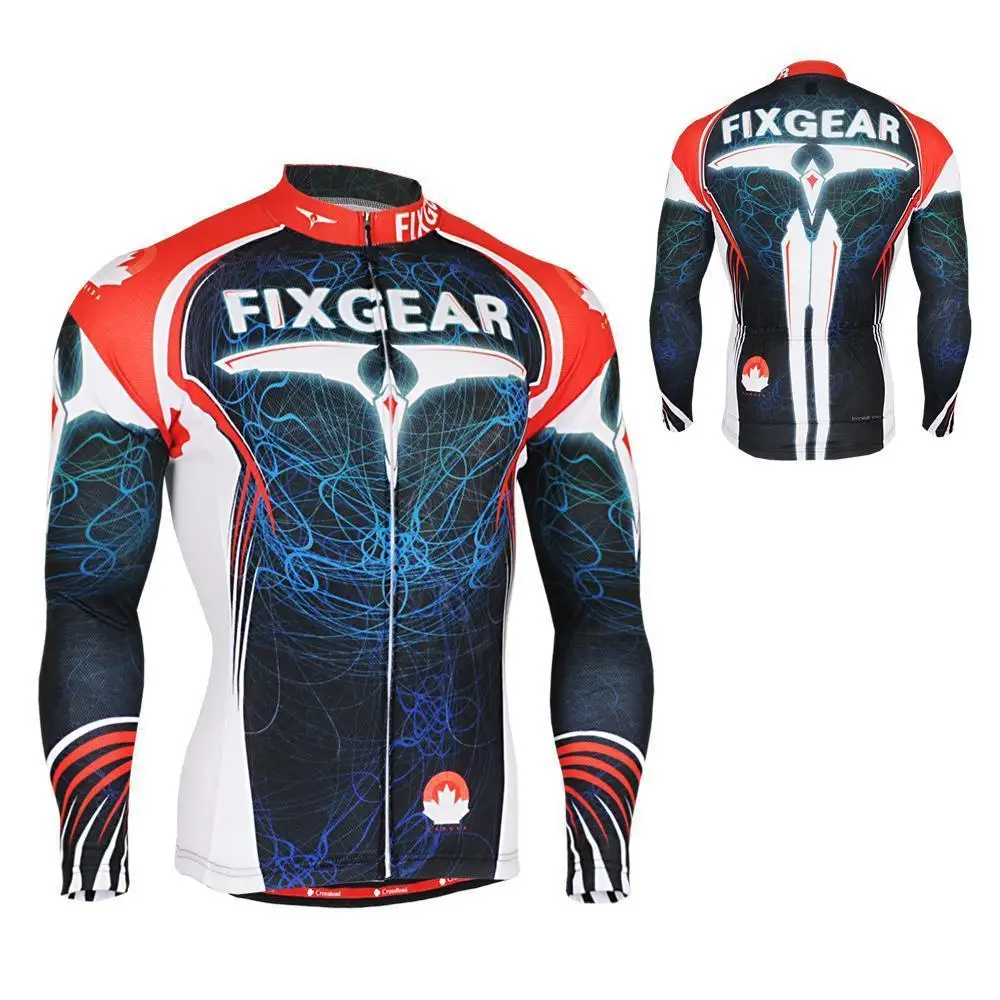 Men`s Long Sleeve Cycling Jersey 3501 FIXGEAR Polyester Graphic Bicycle Gear Quick Dry Comfortable Outdoor MTB Road Bike Apparel