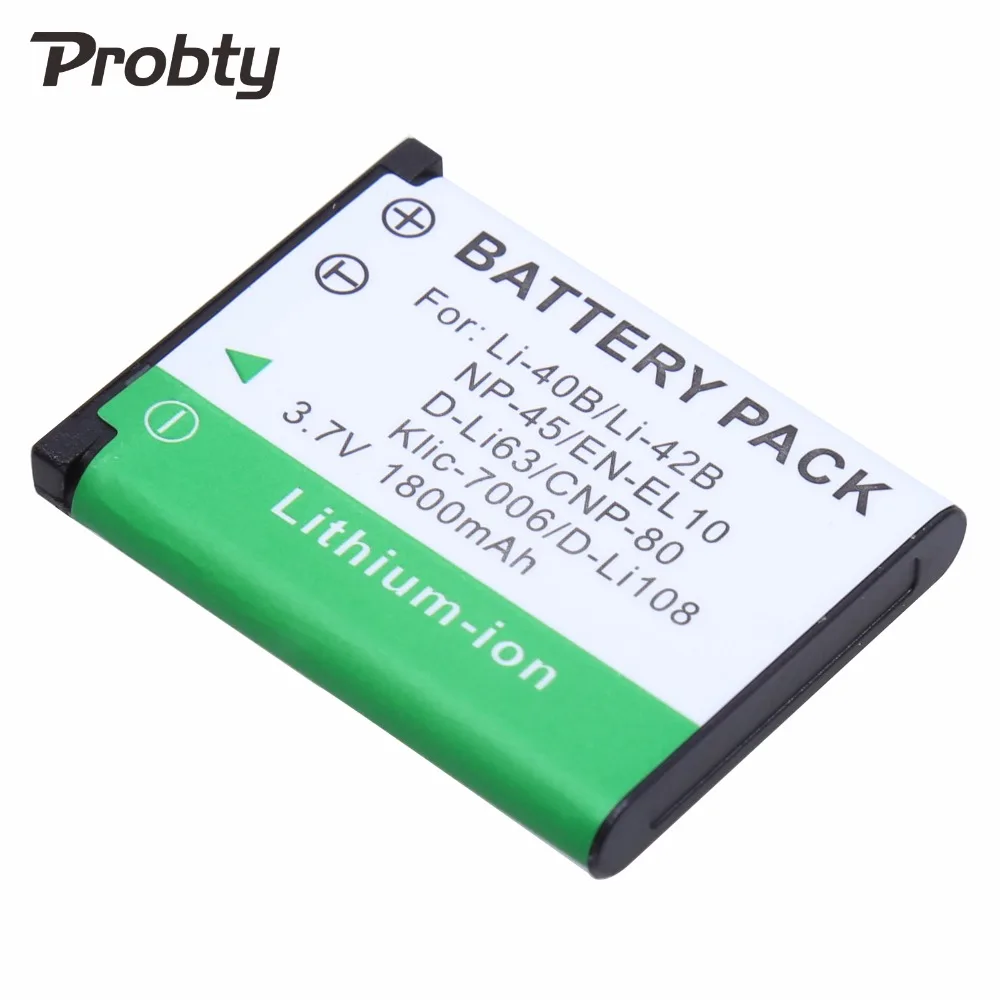 Probty 1PCS Li-40B Li-42B Li 40B 42B Li40B Camera Battery for Olympus Pentax D-Li63 Fuji NP-45 Nikon EN-EL10 NP80 CNP80 K7006