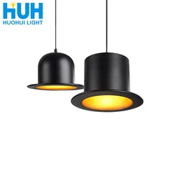 Retro Pendant Lamp Jazz Top Hat Aluminum Pendant Lamp 110v 220v E27 Outside Black Inside Golden Bar Counter Bedroom Cafe Lamp