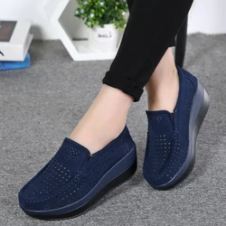 2024 primavera scarpe da donna Platform Flats Sneakers donna in pelle scamosciata scarpe Casual Slip On Flats tacchi Creepers mocassini