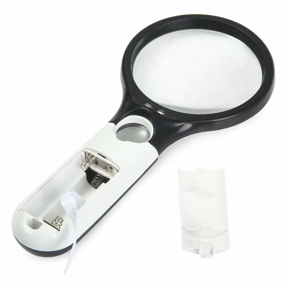 Handheld 3X 45X Illuminated Magnifier 3 LED High Quality ABS Body Microscope Reading Magnifying Glass Aid for Seniors loupe