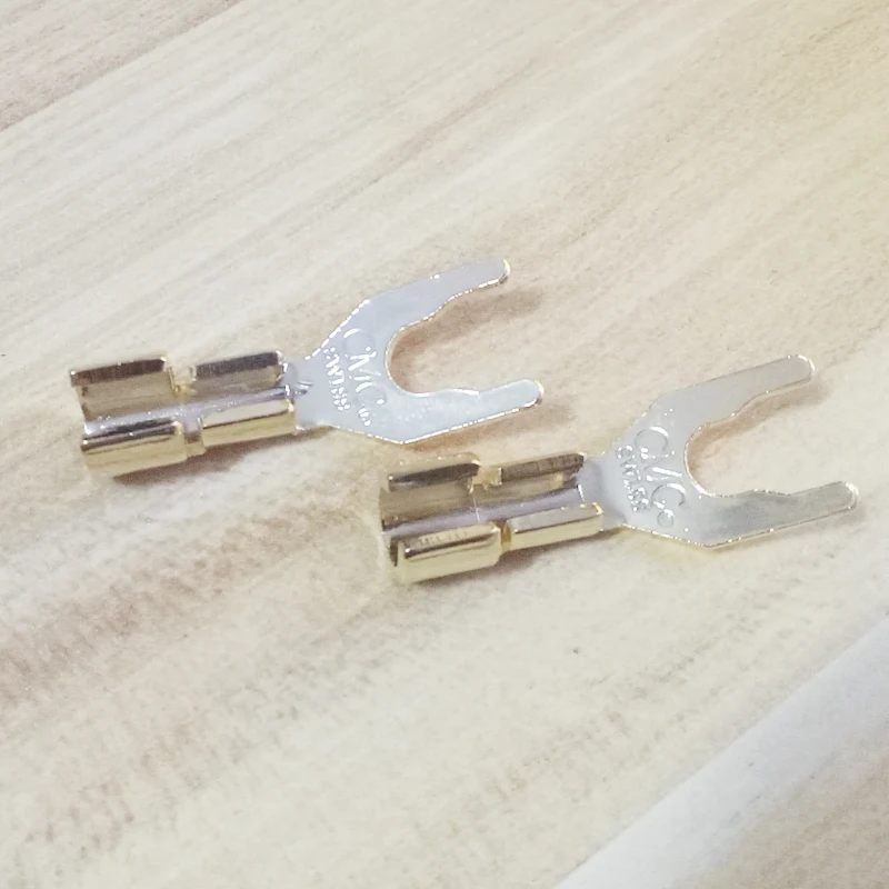 Hi-End 5 มม.ทองแดงลําโพง Y Spades ส้อมขั้วต่อปลั๊กกล้วยปลั๊กเครื่องขยายเสียงลําโพงซ็อกเก็ต