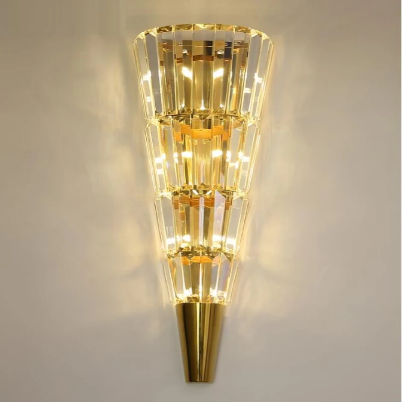 Golden modern wall lamp crystal light luxury Nordic living room decoration hotel LED lights