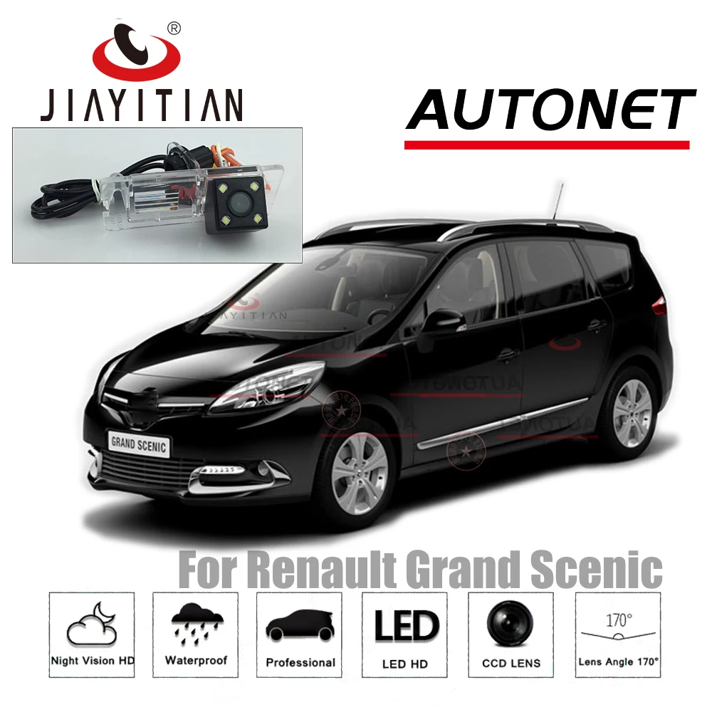 JIAYITIAN Car Rear Camera For Renault Grand Scenic 4 2006~2019/Parking backup Camera/4LEDS/Night Vision/CCD/License Plate camera