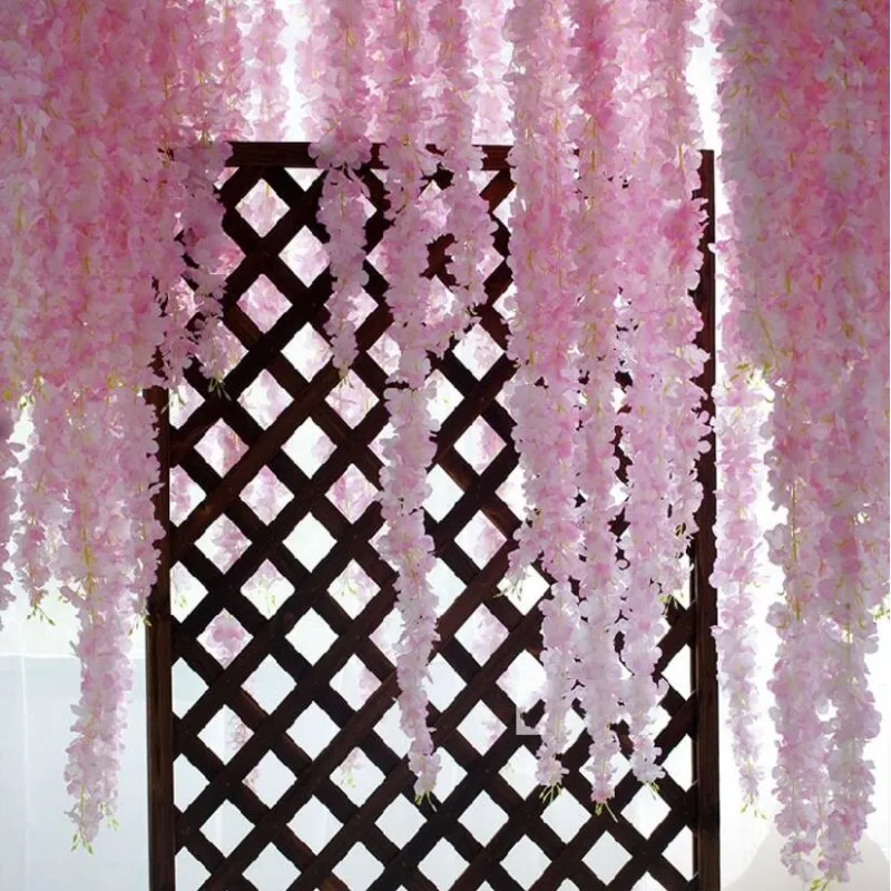 

60cm Artificial Wisteria Vine Hydrangea Flower Rattan for Home Hanging Ornaments Wedding Centerpieces Decoration 50pcs/lot