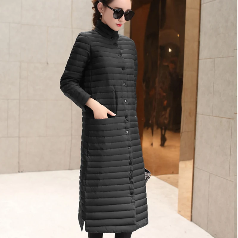 add plus s-6XL Coat Ultra warm white Duck Down Jacket x-Long Female Overcoat Slim Solid Jackets Winter Coats Parkas Padded