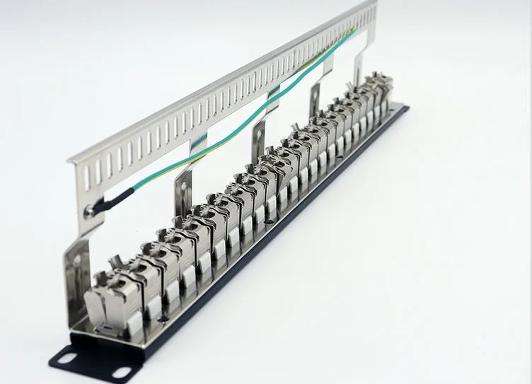 Cat7 Cat6A Patch Panel Modular - 24 Ports - 1U - Screen - For Keystone Modules - 19 Inch  Rack - Black (+ 24pcs  RJ45 Assembly)