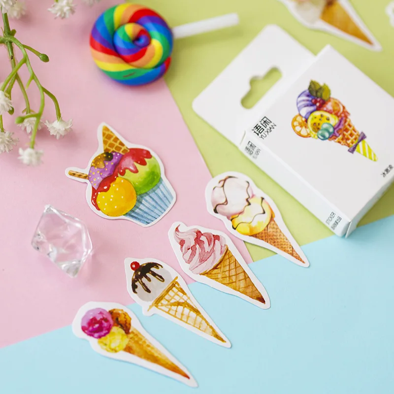 50Sheet Cute Ice Cream Boxed Sticker Crafts Scrapbooking DIY Decorative Stationery Student Label Decor Supplies Kawaii Gift