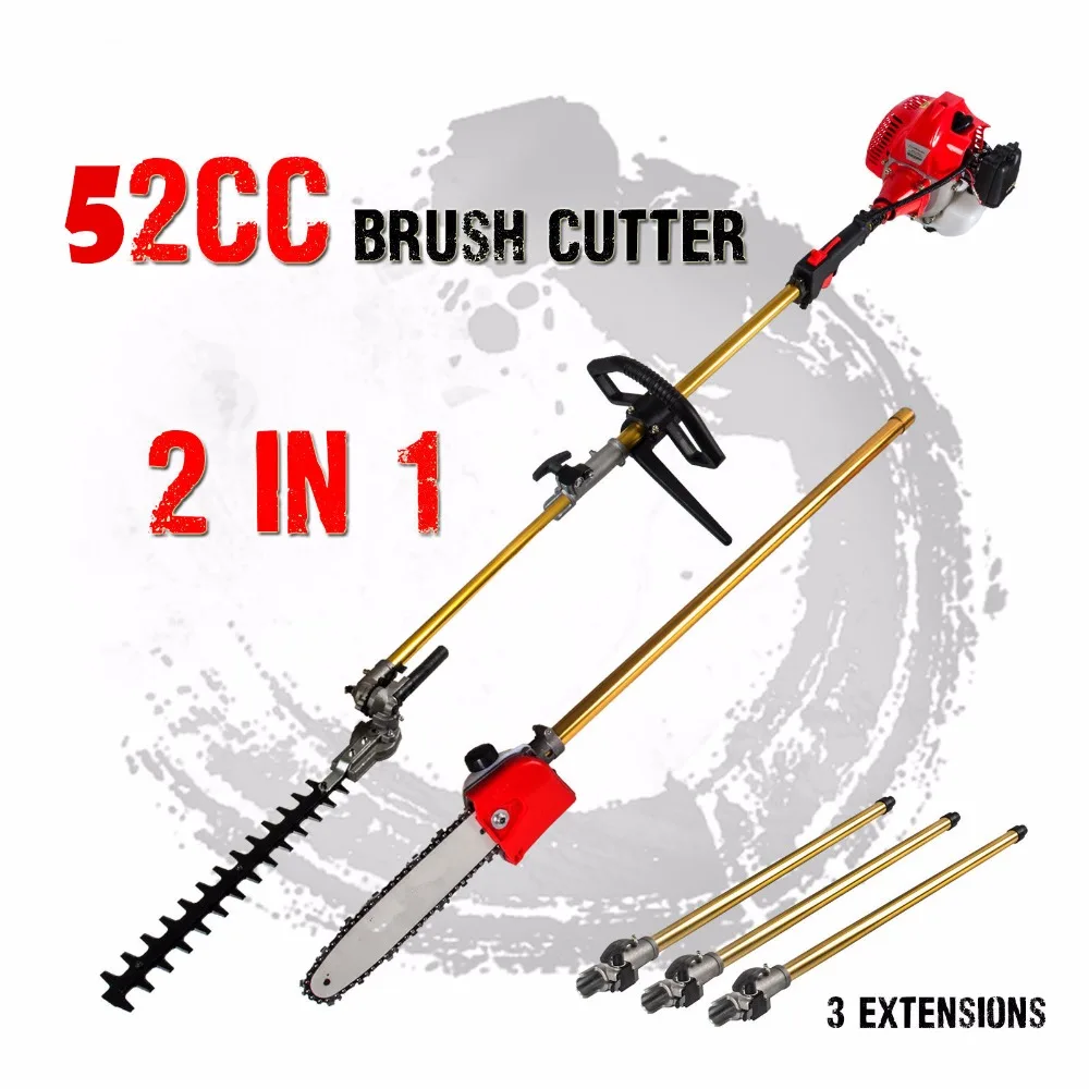 New 52cc Long Reach Pole Chainsaw Hedge Trimmer Brush Cutter Whipper Snipper Pruner Line Tree with 3 extend pole Garden Tools