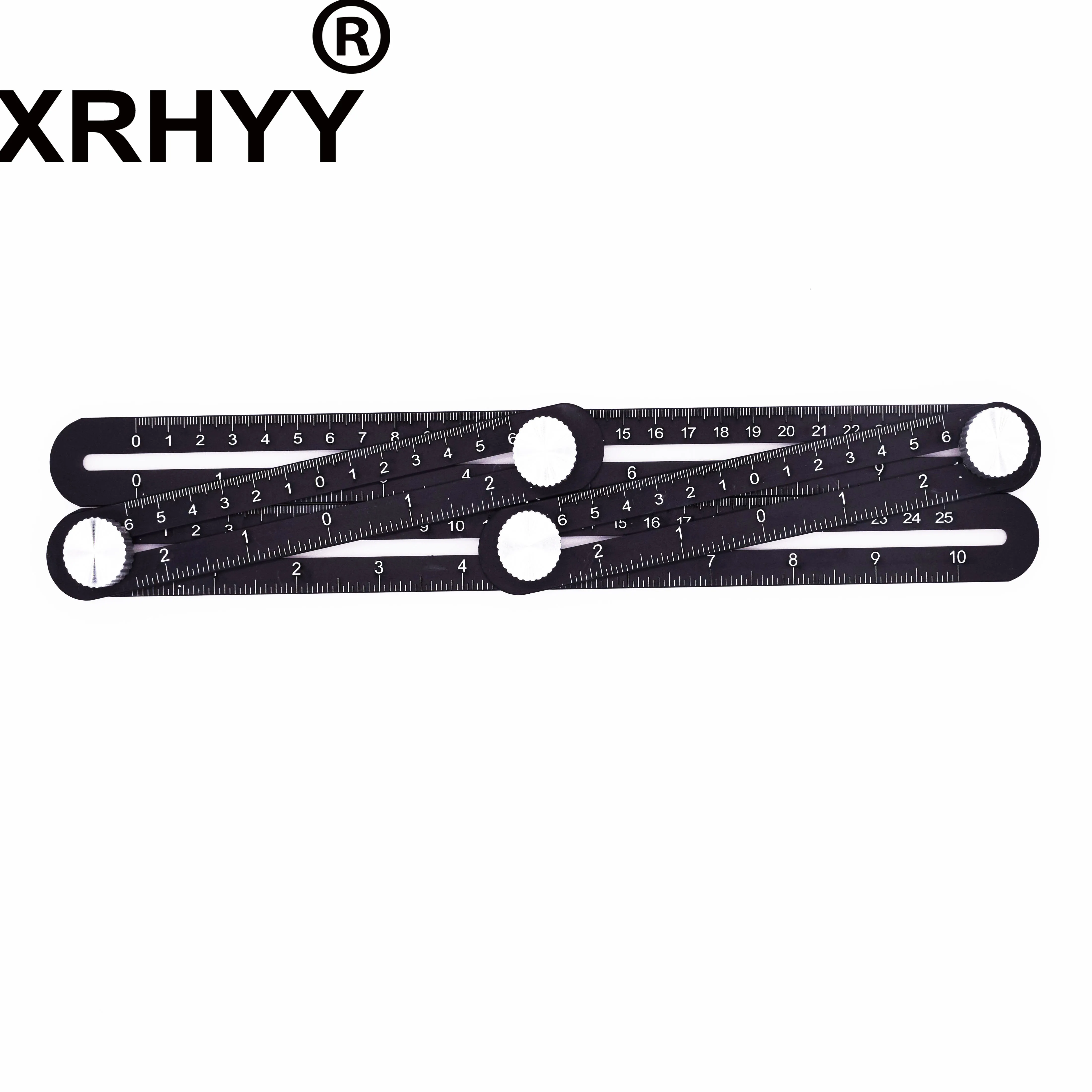 XRHYY-Regla de medición ajustable multiángulo multifunción, herramienta de plantilla de regla de ángulo Universal de aleación de aluminio de Metal completo