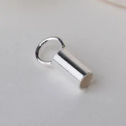 solid 925 sterling silver crimp tube bead with loop,silver jewelry diy findings/components ,1 piece