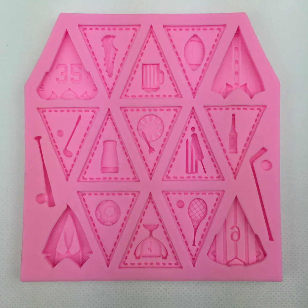 Sports Golf Baseball triangle chess Shape 3D fondant cake silicone mold kitchen chocolate making cupcake decoration tools F0296