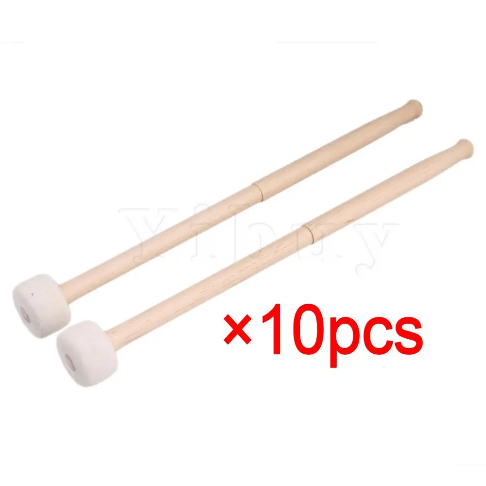 Yibuy 20Pcs Bass Drum Felt Head Percussion Mallets Timpani Sticks