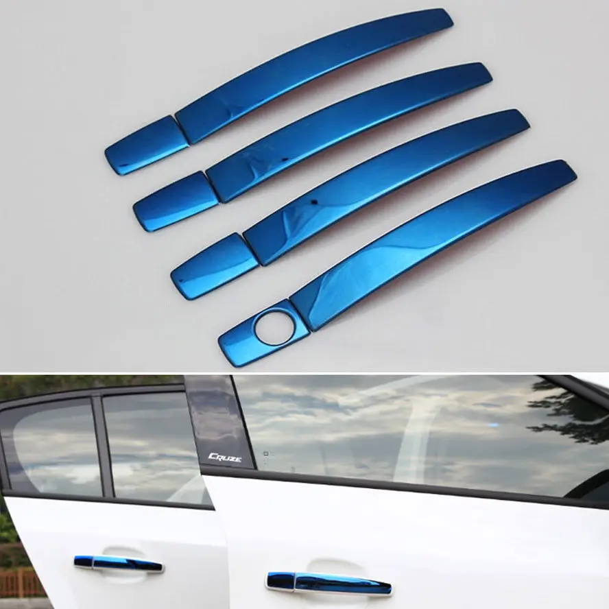 

BBQ @ FUKA синяя нержавеющая сталь крышка ручки двери автомобиля литье планки наклейка Металл подходит для Cruze 2009-2014 автомобиль наклейка Стайлинг