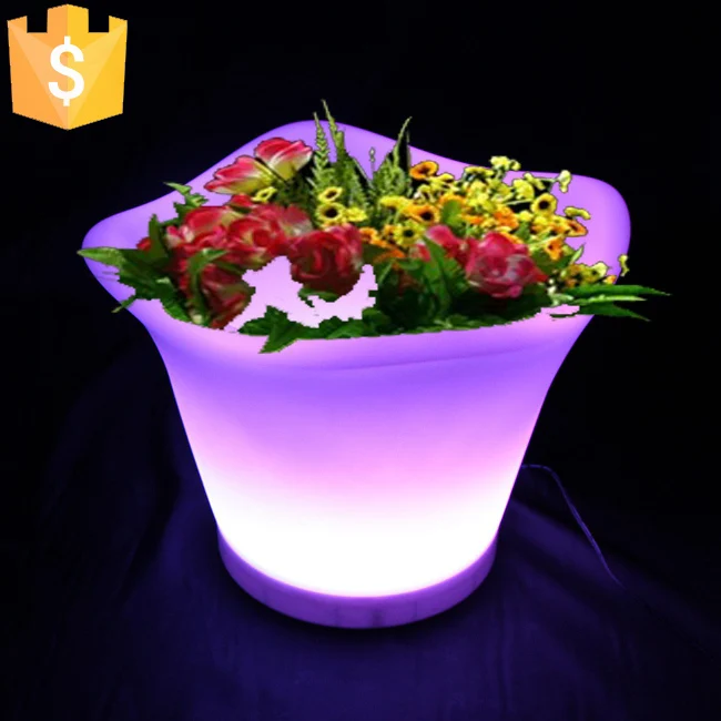 L32*W32*H28cm 4.5L Home Decoration Garden Glow LED Flower Planter 16 colors illuminated LED planter pot Lamp Free Shipping 1pc