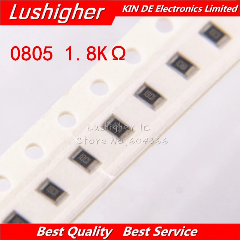 

100PCS 0805 SMD Resistor 5% 1800ohm 182 1801 1.8K Ohm 1.8Kohm