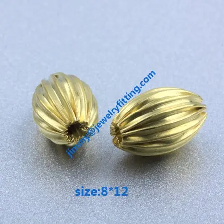 jewelry findings size 8*12 mm fashion jewelry corrugated brass beads DIY beads