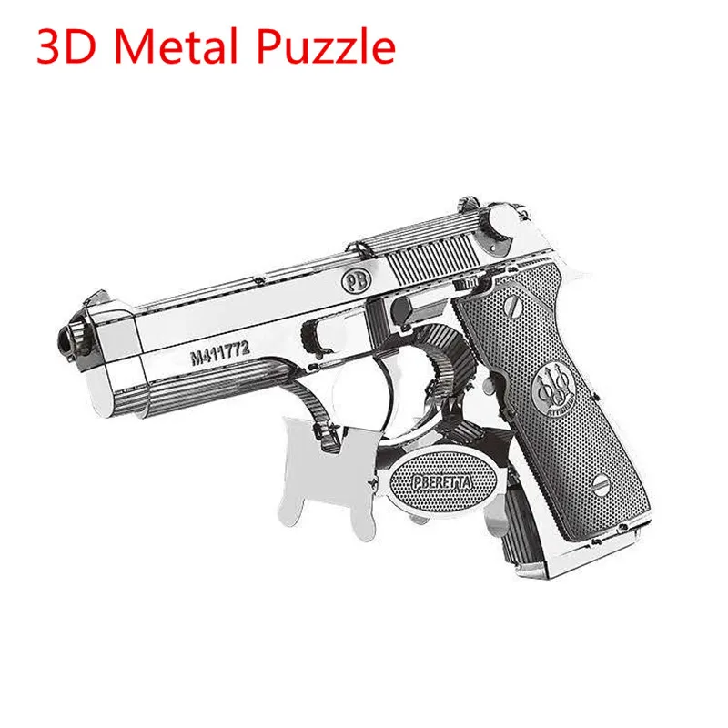 Assemblaggio in metallo stereoscopico a mano Pistola giocattolo 3D Modello militare Puzzle fai da te Regali per bambini Decorazione modello