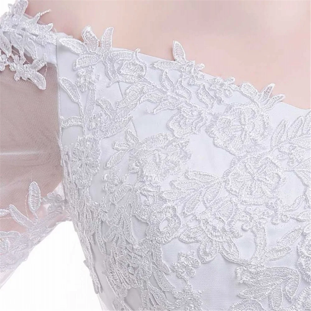 Vestido de casamento anti-pescoço para costas, saia de noiva e sereia com zíper invisível e manga longa, elegante e anti-olhos