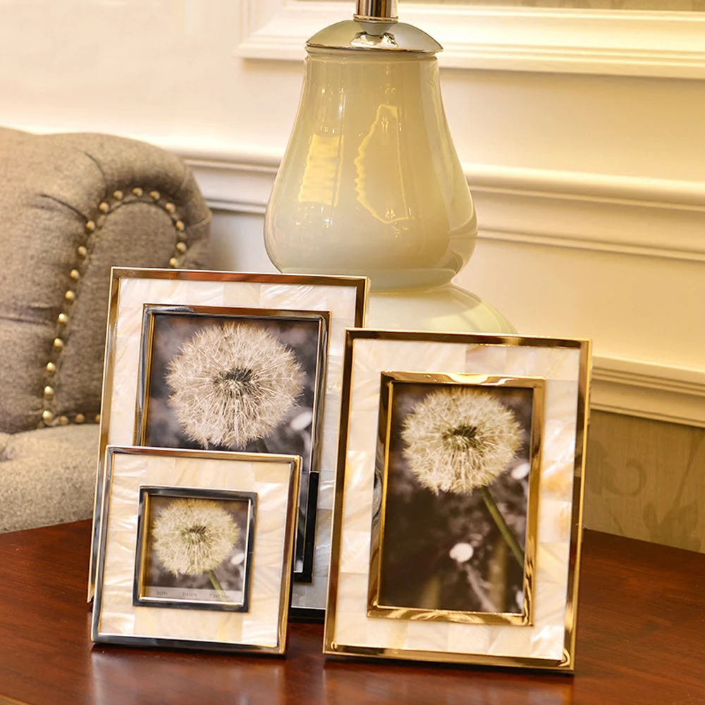 Fashionable Natural Seashell Photo Frames, Hand-Made Home Deco, Framing Display, YSPF-007