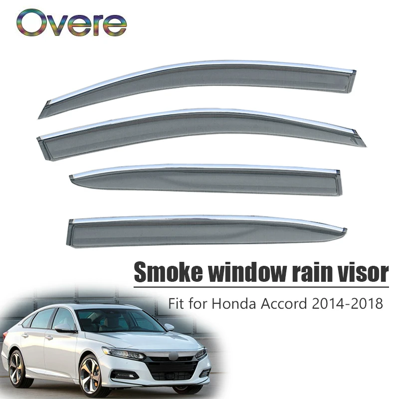 

OVERE NEW 1Set Smoke Window Rain Visor For Honda Accord 2014 2015 2016 2017 2018 ABS Vent Sun Deflectors Guard Accessories