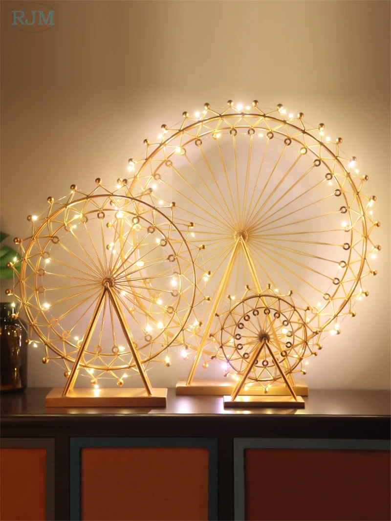 

Nordic Iron Ferris Wheel Night Light Handicrafts Kids Night Lights for Christmas Gifts Living Room Bedroom Home Decor Luminaria