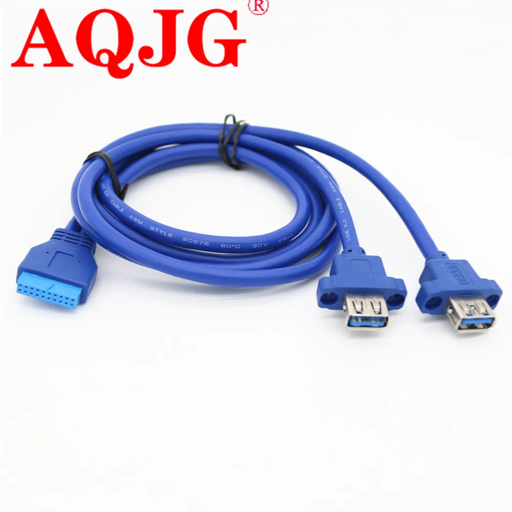 

2 x USB3.0 Dual Port USB 3.0 Female Screw Mount Panel Type to Motherboard 20Pin Cable PC Case cables 20 pin 30cm 50cm 75cm