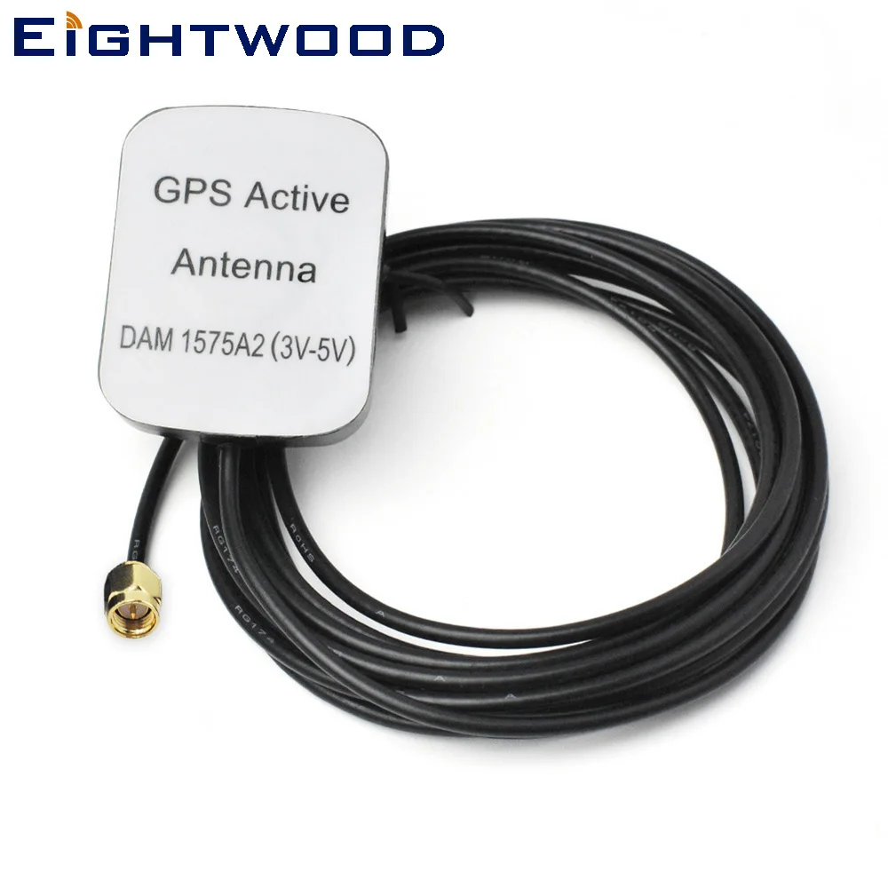 Eightwood 1575.42MHZ GPS Active Antenna Aerial with SMA Plug Connector RG174 Cable 3m for GPS Receivers and Mobile Application