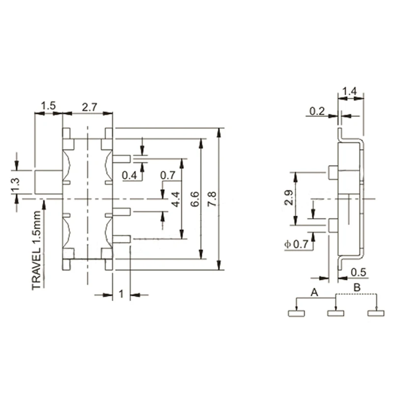 20PCS 7 Pin Mini Slide Switch On-OFF 2Position Micro Slide Toggle Switch 1P2T H=1.5MM Miniature Horizontal Slide Switch SMD