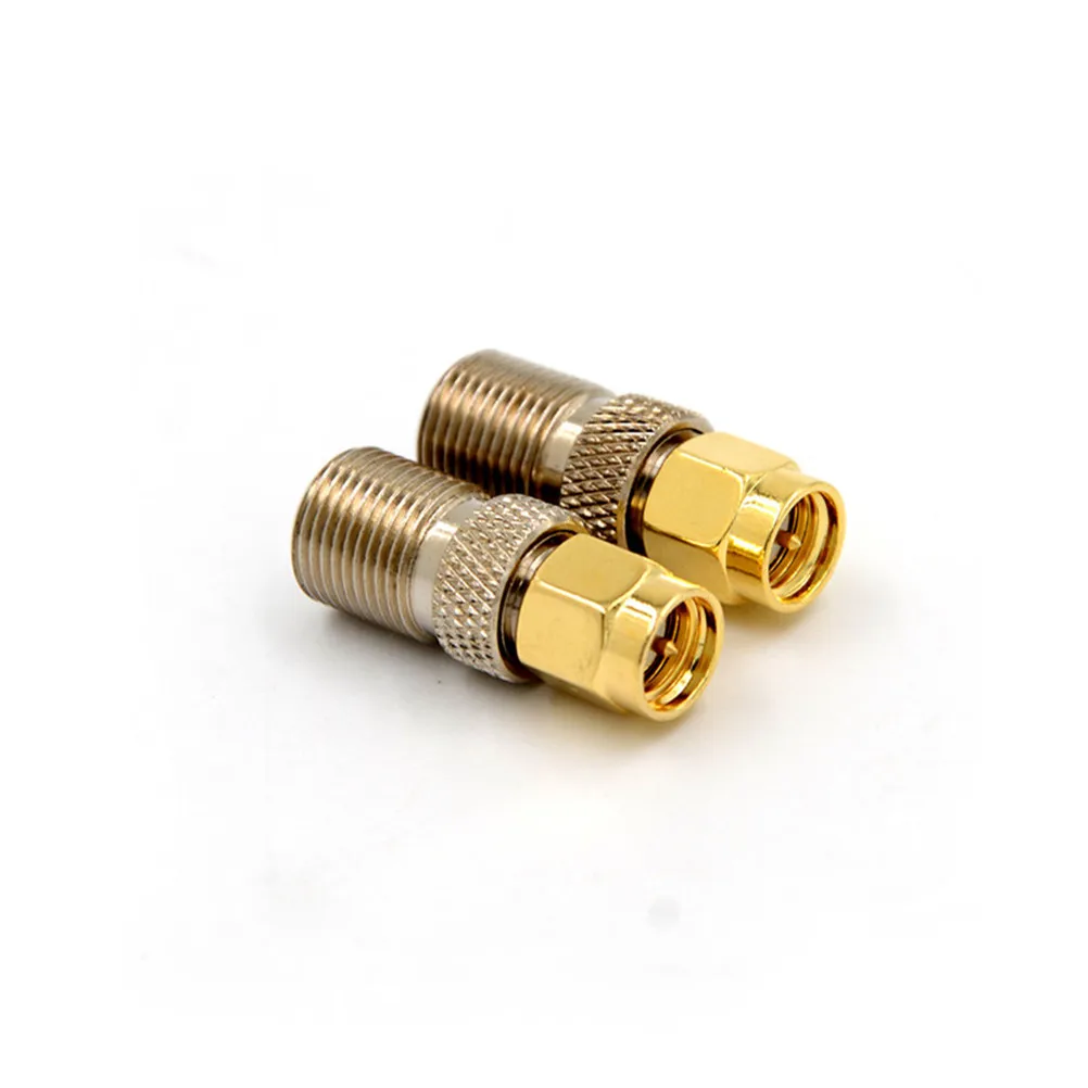 High Quality F Type Female Jack to SMA Male Plug Straight RF Coaxial Adapter F connector to SMA Convertor gold Tone