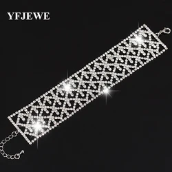 YFJEWE Wedding Bracelets & Bangles Silver Plated rhinestone Chain Luxury Austrian Crystal Bracelet Women Classic Jewelry B055