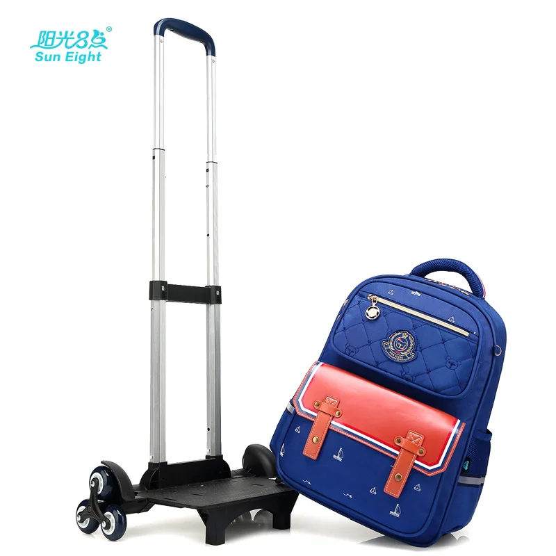 Children School Bags with 6 Wheels Removable Kids Trolley Schoolbag Boys Girls Rolling Backpack Wheeled Child Bookbag luggage