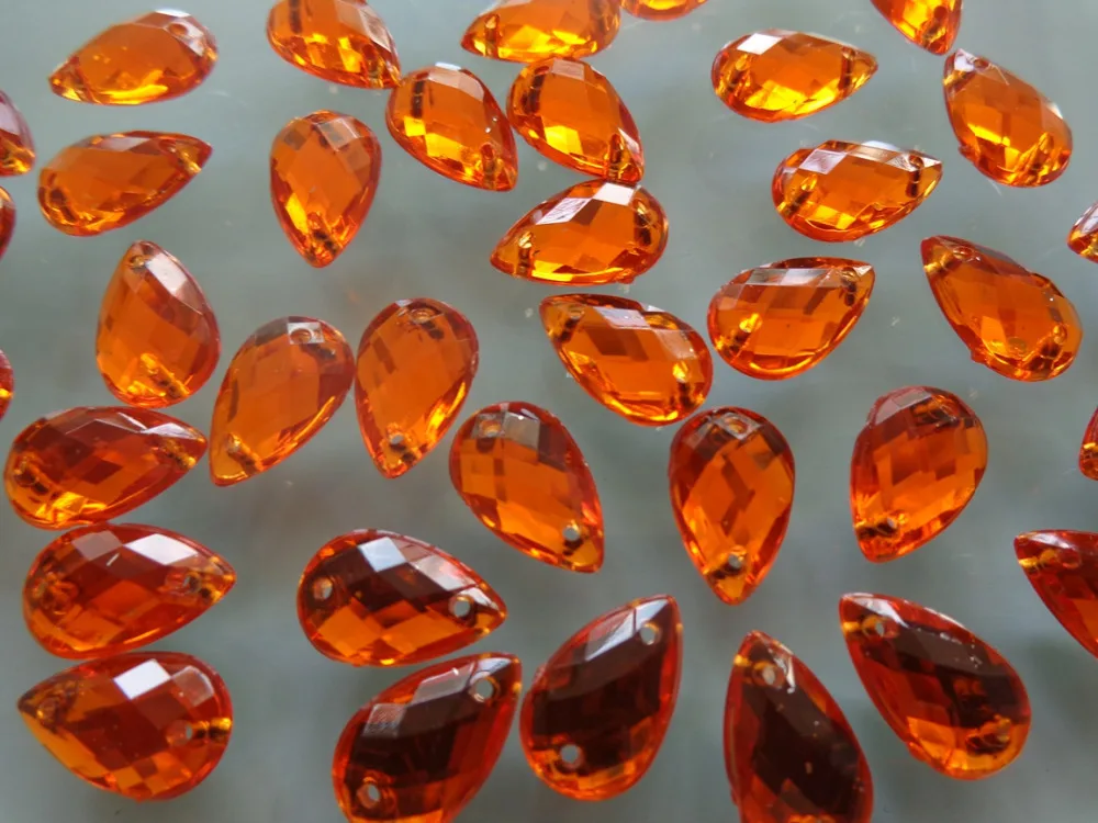 400pcs 8*13mm water drop shape Sew on  Rhinestone Orange colour Acryl crystal   strass Diamond Gemstone