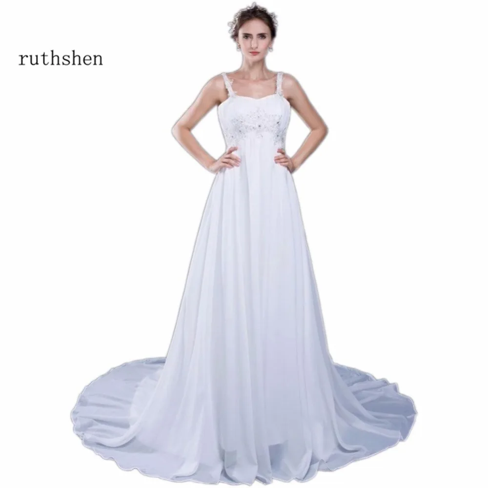 Ruthshen Cheap Plus Size abiti da sposa premaman 2023 Spaghetti Straps Appliques Chiffon drappeggiato abiti da sposa in gravidanza