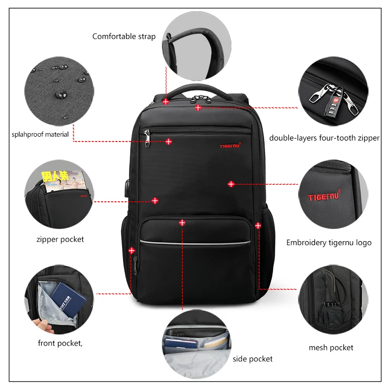 Lifetime Warranty Men Backpack Nylon Waterproof Anti Theft Male Travel Laptop Backpack 15.6 inch 25L Large Capacity School bags