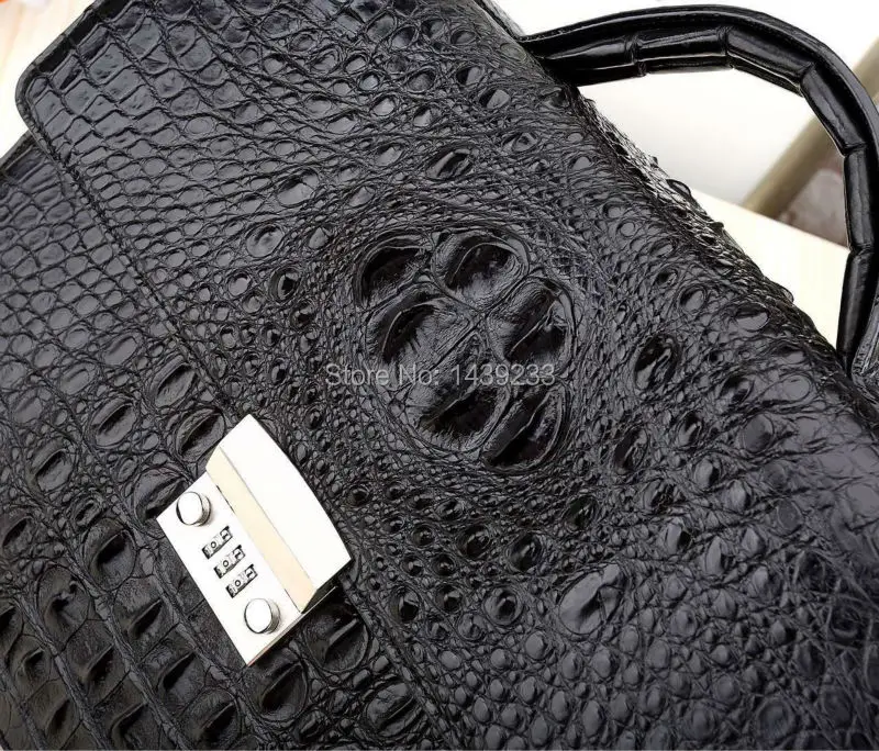 100% Genuine/Real Crocodile Skin Leather Men Business Bag code lock,Men Briefcase Laptop Bag Top Handbag Black/Brown/Coffee