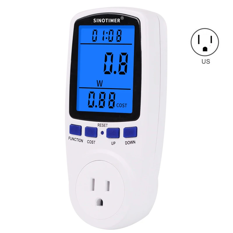 EU US UK BR AU FR Plug Backlight Wattmeter Electricity Power Meter Consumption KWh Watt Energy Meters 220V 110V AC Outlet Socket